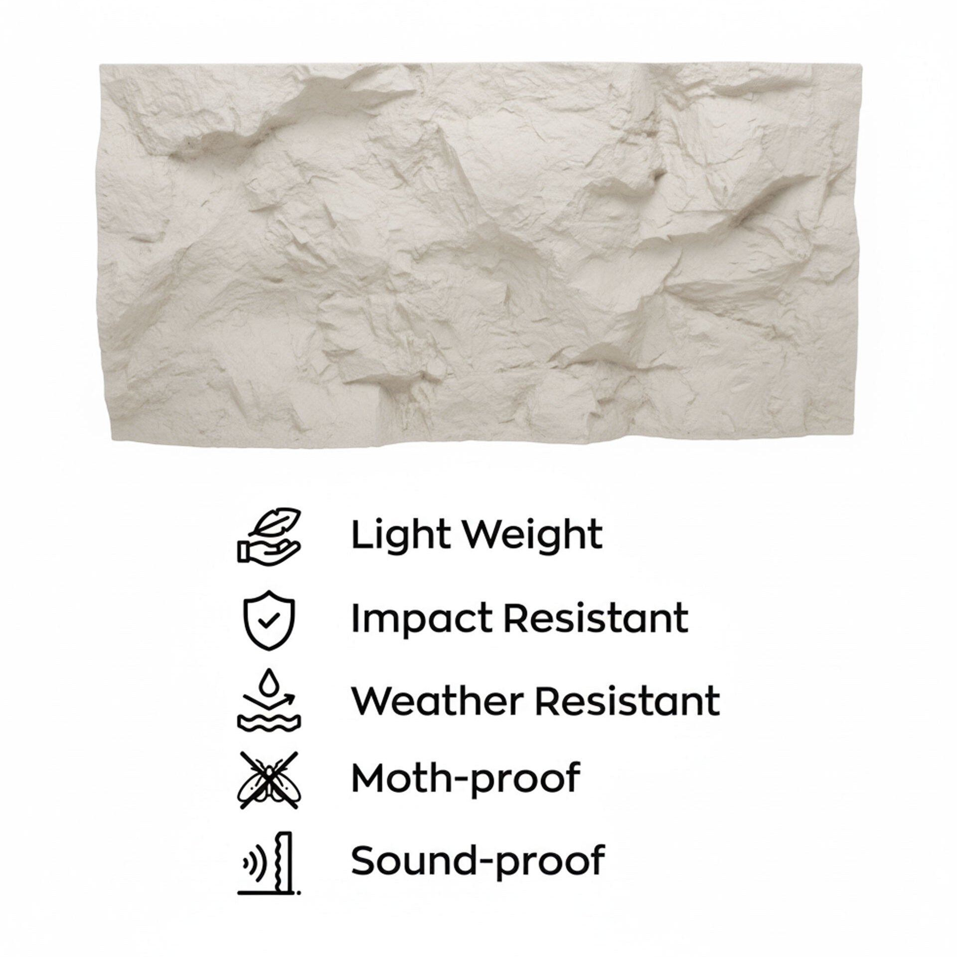 Rushmore - Set 2 pannelli decorativi 3D da parete 120x60x9 cm effetto pietra in PU Cashmere