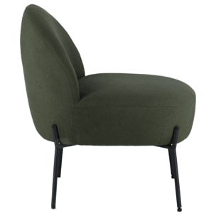 Fauteuil en tissu boucle vert kaki HELMI