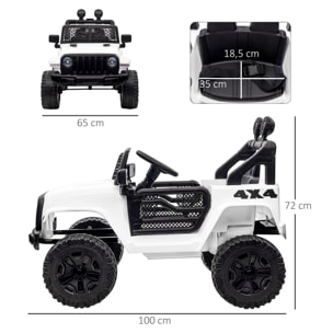 Voiture 4x4 électrique enfant moteur 2 x 35 W 5 Km/h max. télécommande incluse effets lumineux sonore lecteur MP3 USB blanc