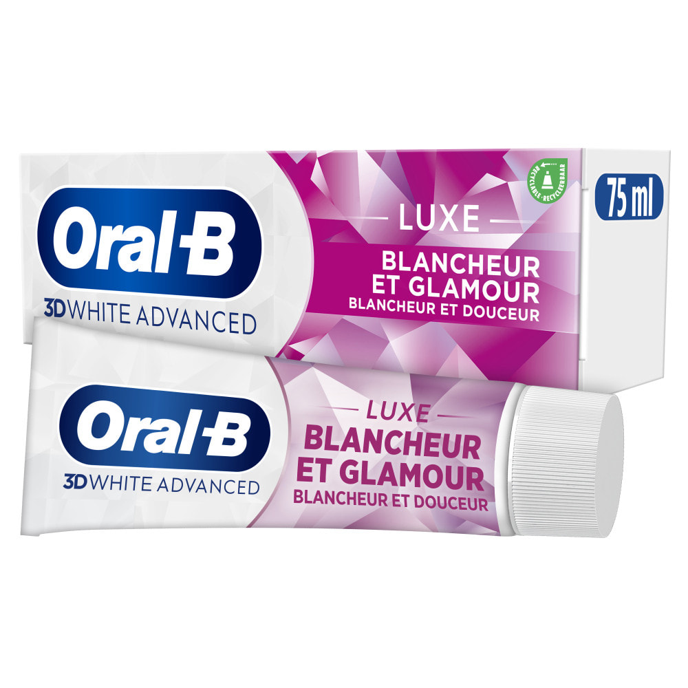 4 Dentifrices Oral-B 3D White Advanced Luxe Blancheur et Glamour 75ml