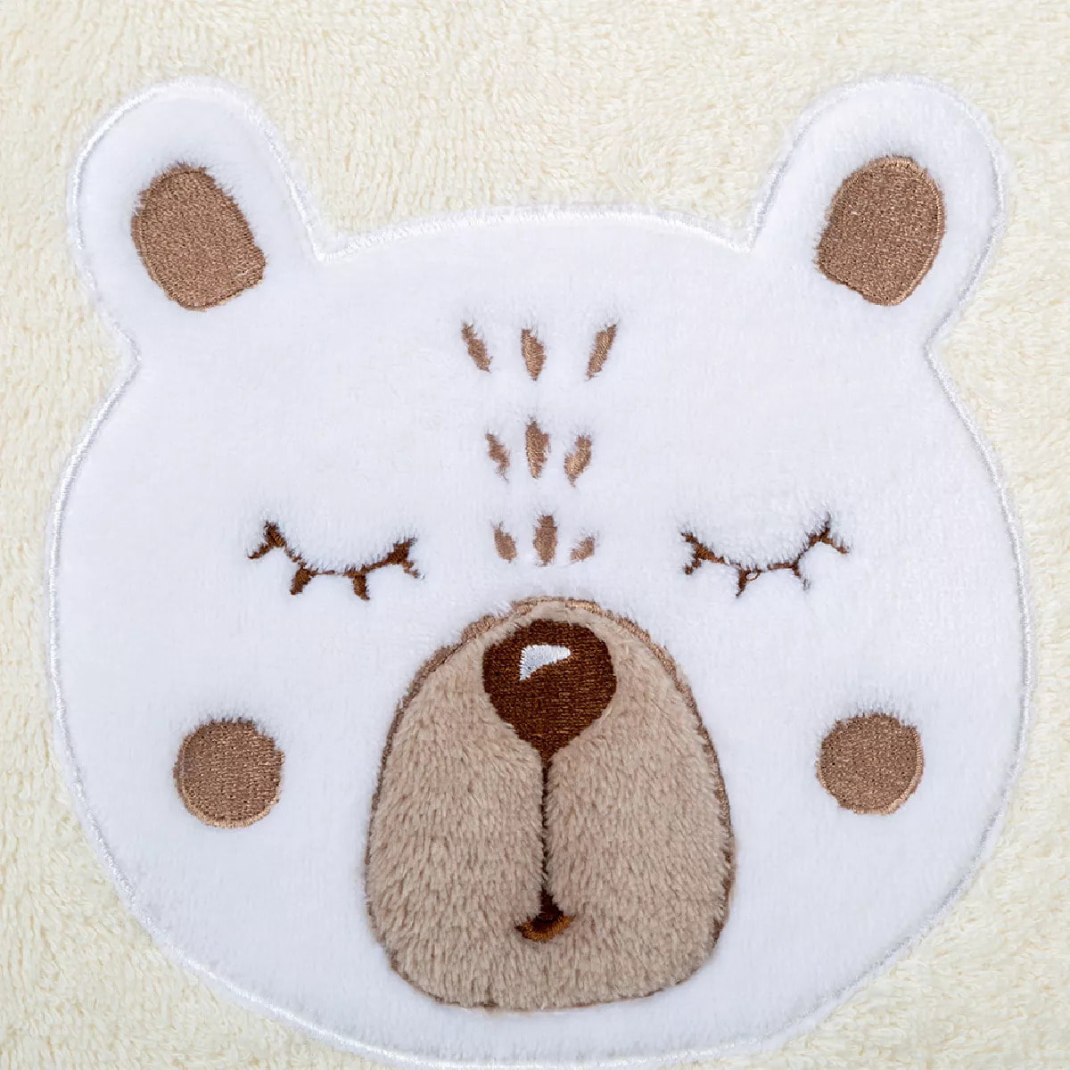 Serviette eponge enfant pur coton 500 g/m² brodé beige Petit ours angora