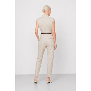 Kocca - Pantalone da donna gessato a vita alta con cintura Donna