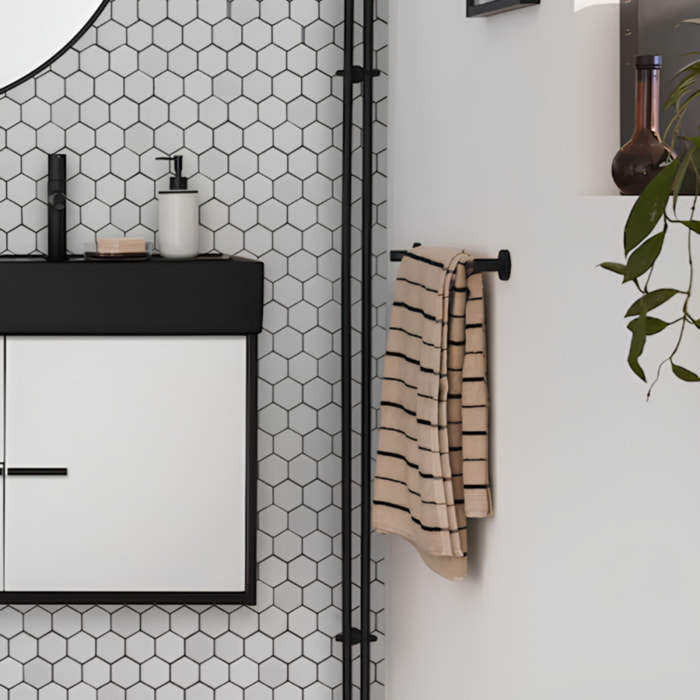 Porte serviette + patère + porte savon + gobelet Eo noir mat
