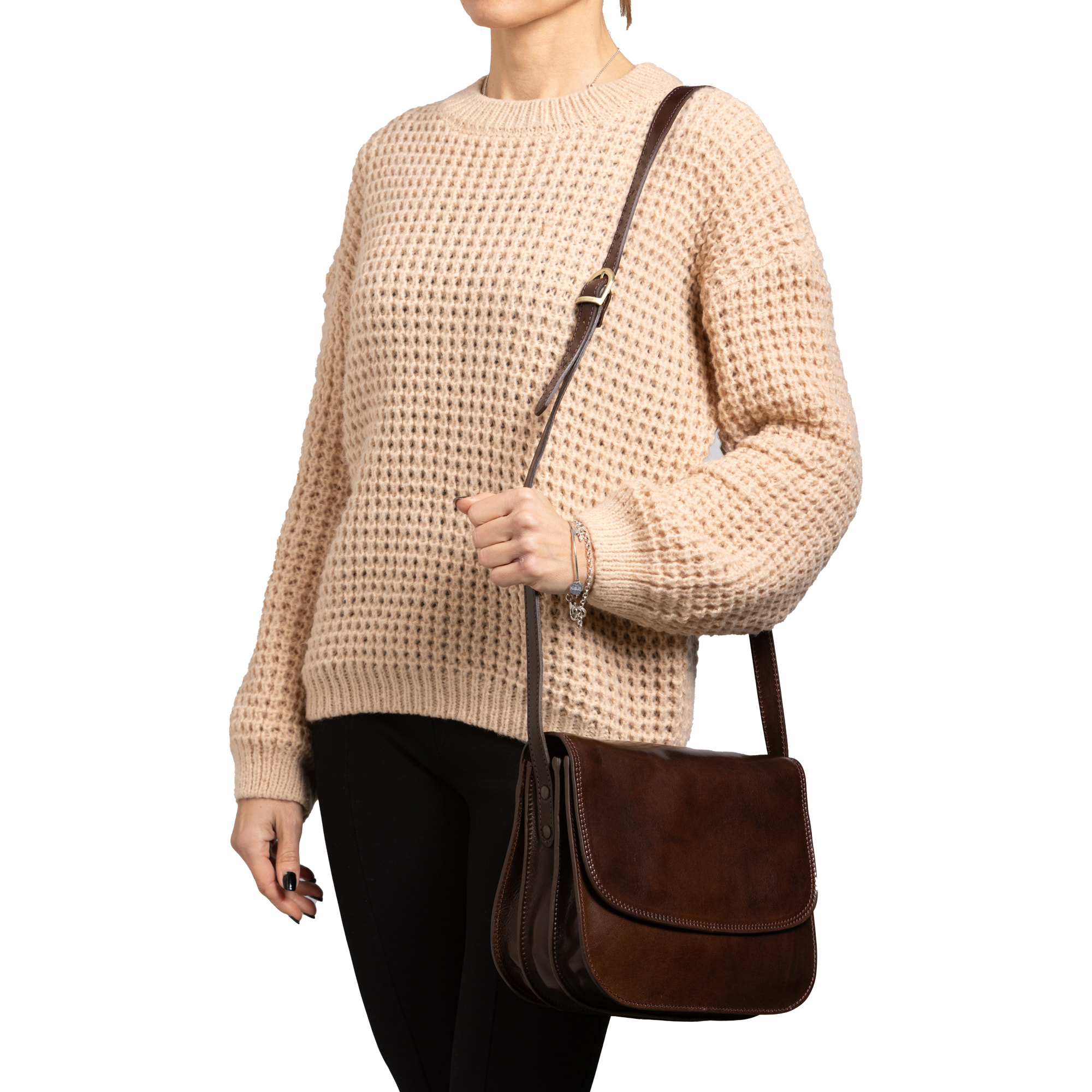 Borsa a tracolla  da donna In Vera pelle Made in Italy 27x20x12 cm