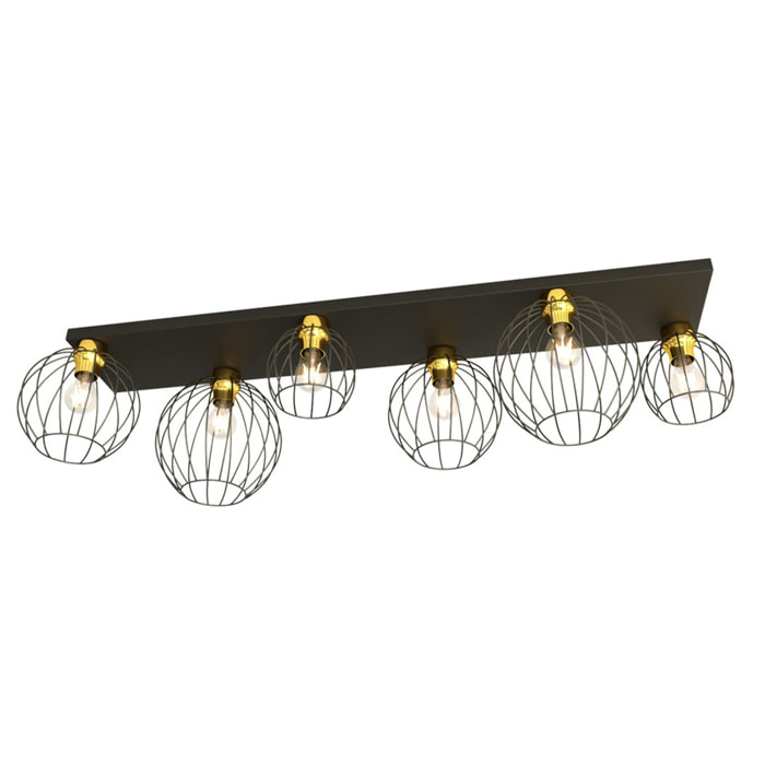 Lampada a sospensione NEST in acciaio nero e oro