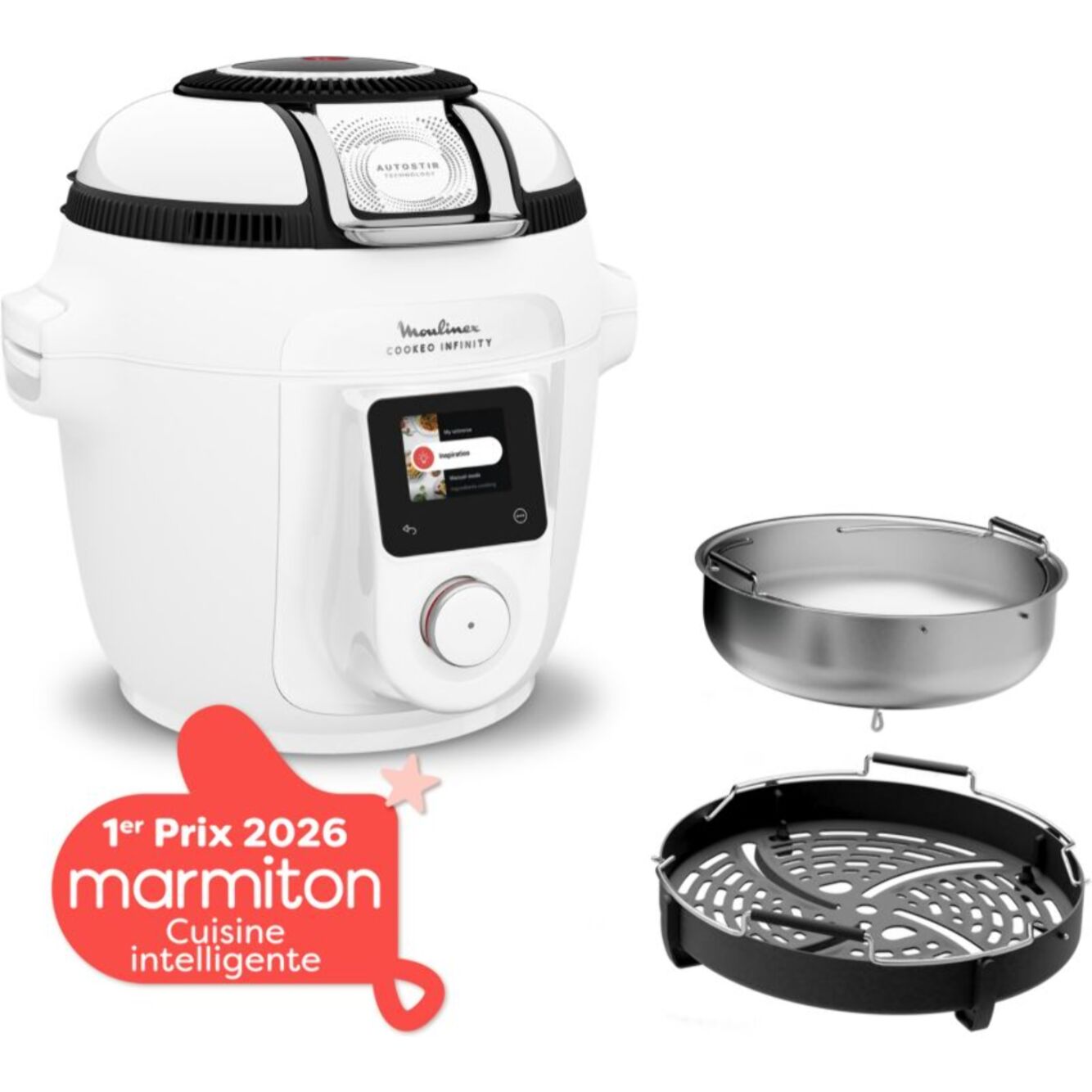 Cookeo MOULINEX Multicuiseur Airfryer Cookeo Infinity sans pale Blanc CE9721F0 16 modes de cuisson, 6,5 L