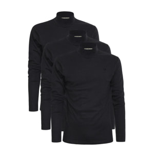 3 Maglie Lupetto Uomo Caldo Cotone Nottingham, Art. NOTLPUDI Nero