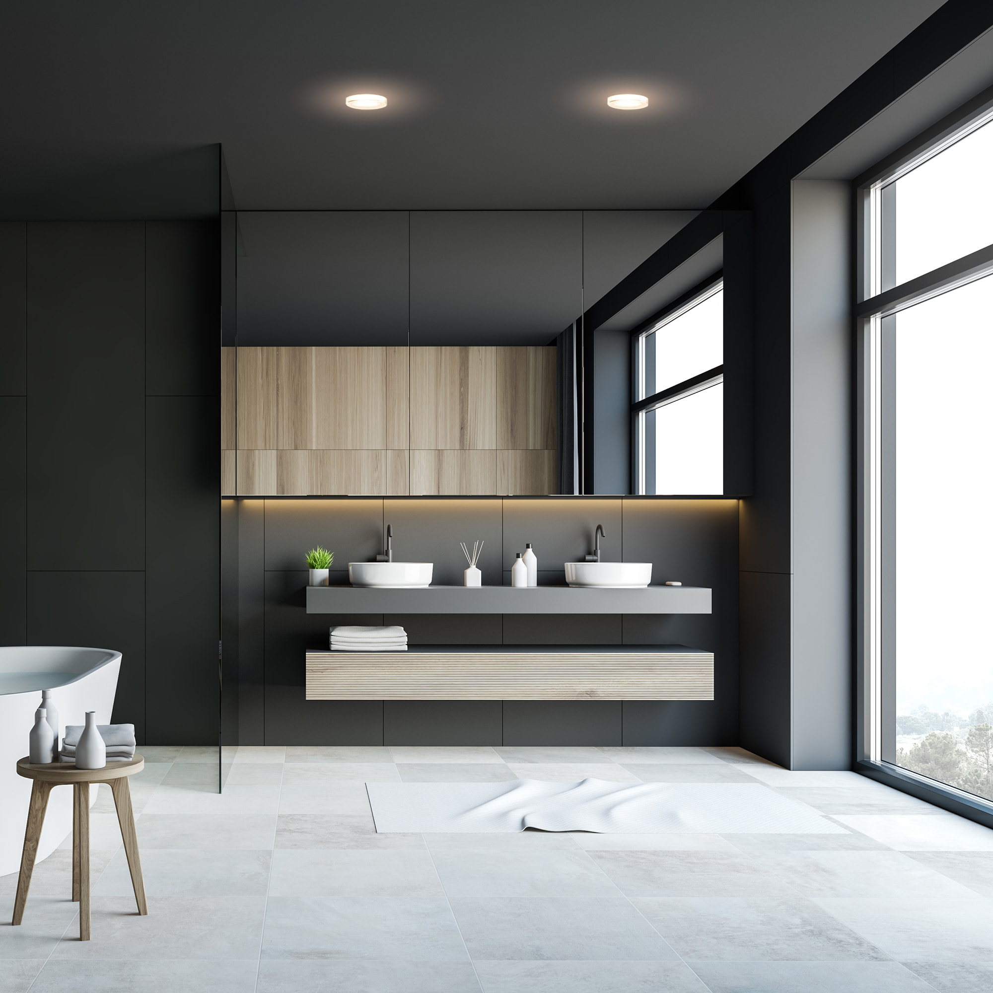 FORLIGHT Forlight Flexo de Escritorio con Brazo y Cabezal Orientables, Diseño Moderno en Acero Negro y Madera, Casquillo E27, 40 cm de Alto, Ideal para Espacios de Trabajo y Estilo Nórdico