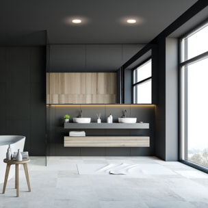 FORLIGHT Forlight Flexo de Escritorio con Brazo y Cabezal Orientables, Diseño Moderno en Acero Negro y Madera, Casquillo E27, 40 cm de Alto, Ideal para Espacios de Trabajo y Estilo Nórdico