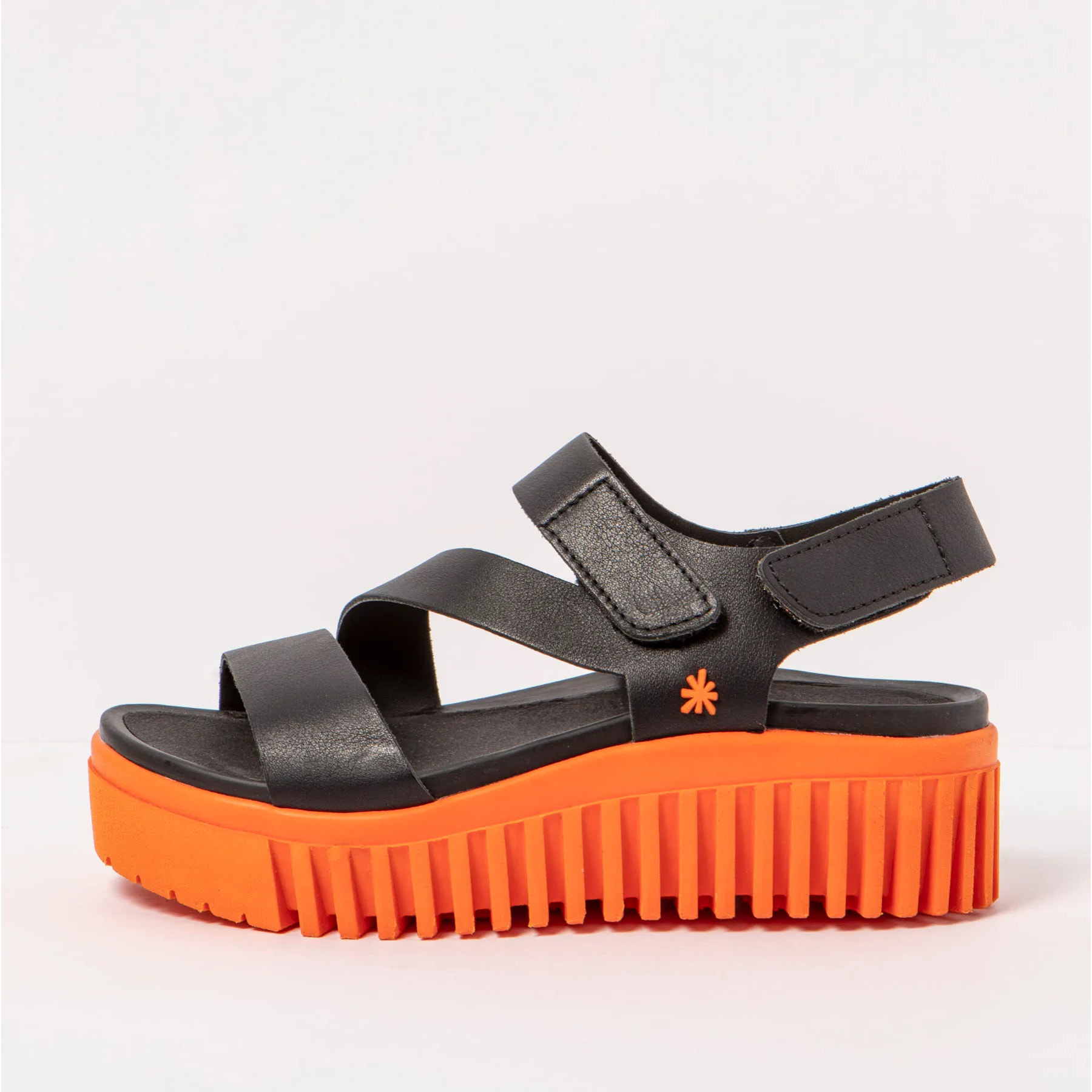 Sandalia de cuña 1573 NAPPA BLACK-ORANGE/BRIGHTON color Black-orange