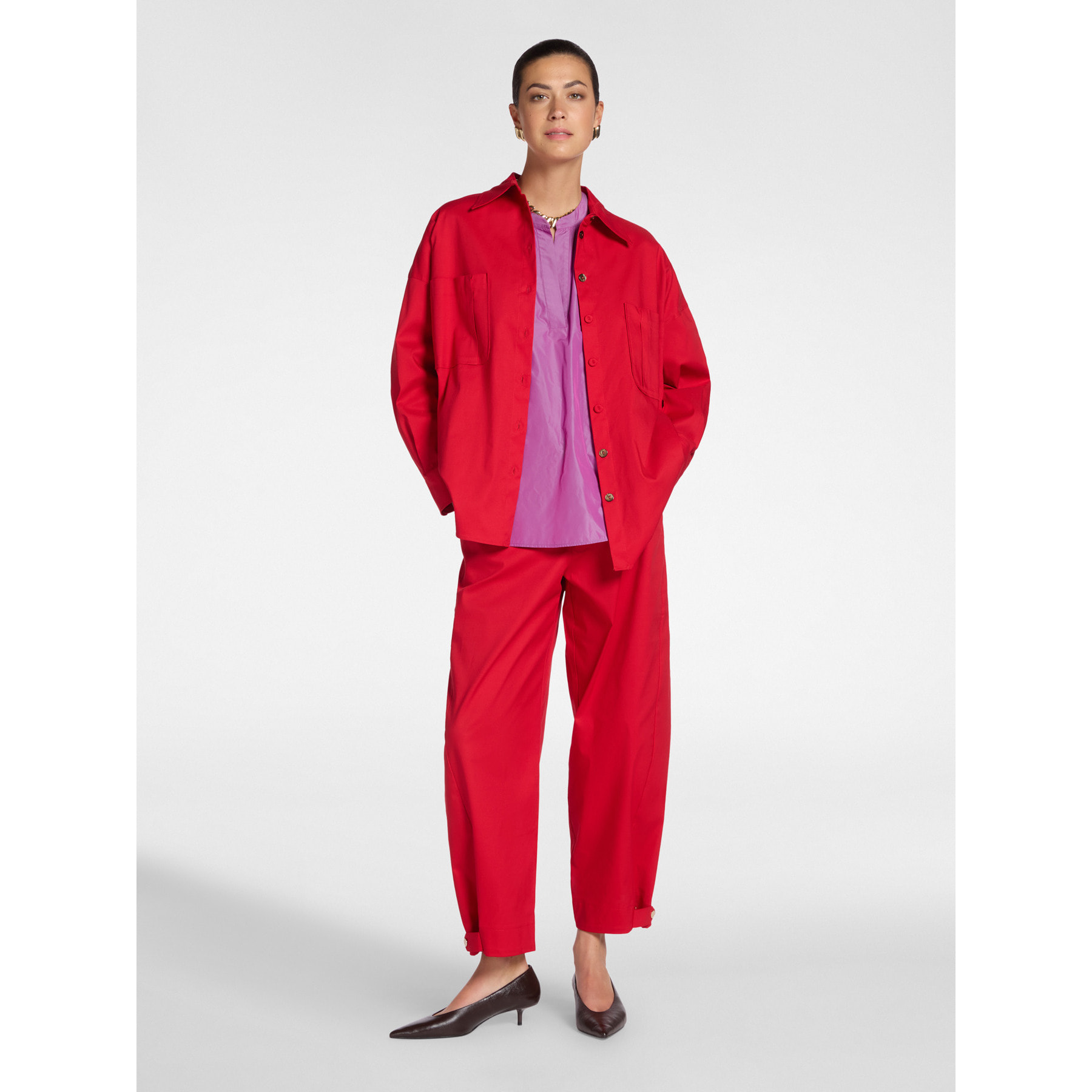 Elena Mirò - Camisa larga en gabardina - Rojo