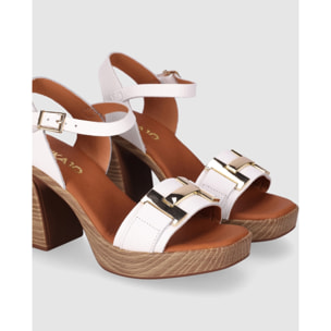 Sandalias de Piel - Blanco - Tacón: 6 cm