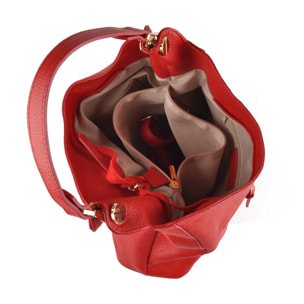 Borse Donna colore Rosso-in pelle Made in Italy L35 cm X W26 cm X H11 cm