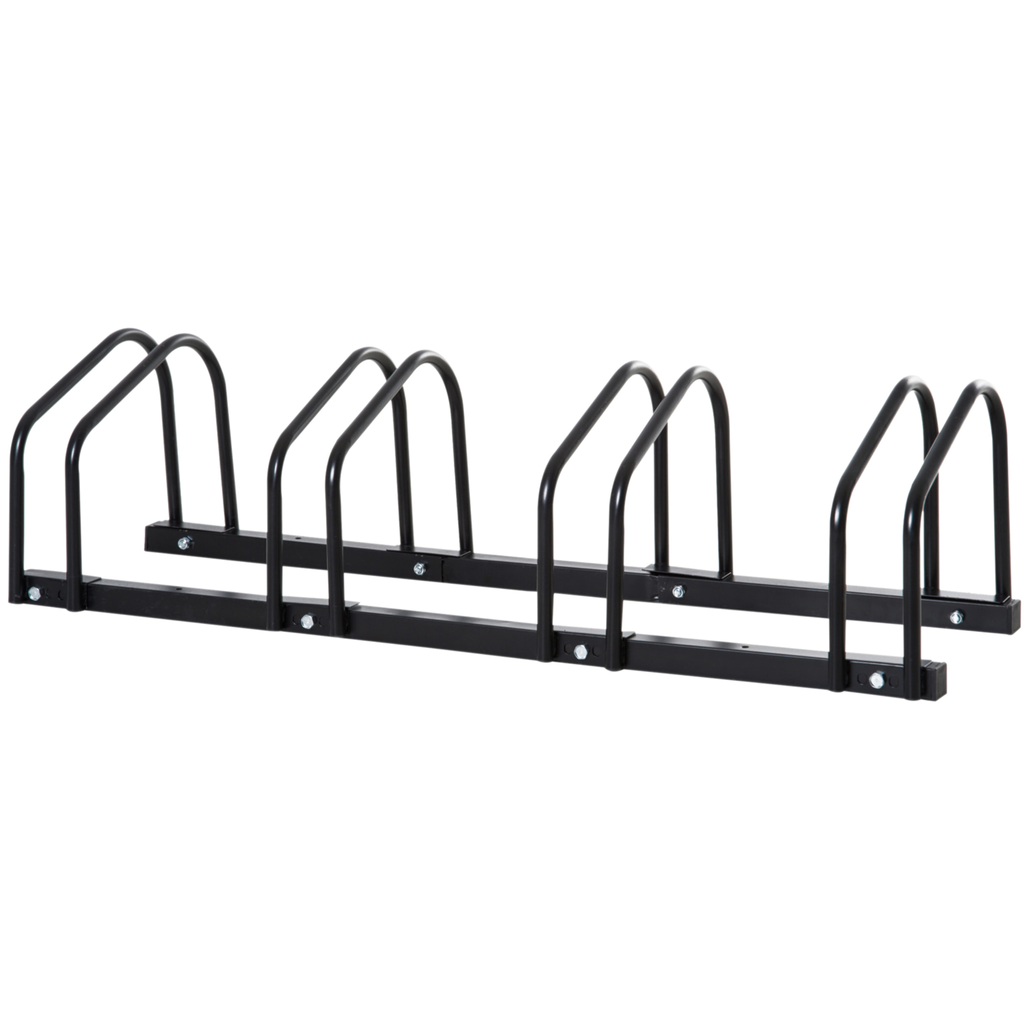 Aparcamiento para 4 Bicicletas Soporte de Acero para Aparcar Bicicletas en el Suelo o Pared Estacionamiento para Interior y Exterior 110x33x27 cm Negro