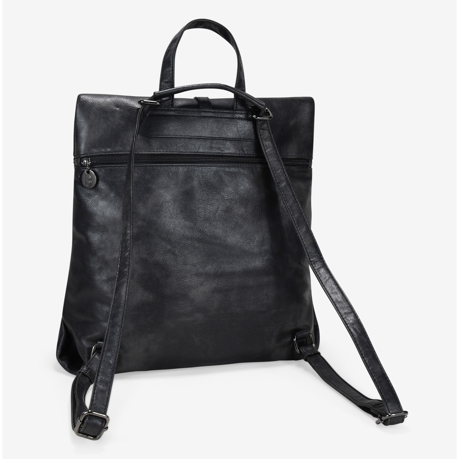 Mochila antirrobo negra con solapa decorativa