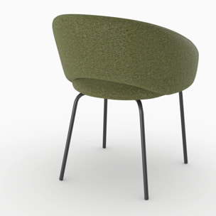 Chaise en tissu vert chiné et pieds noirs - Milly