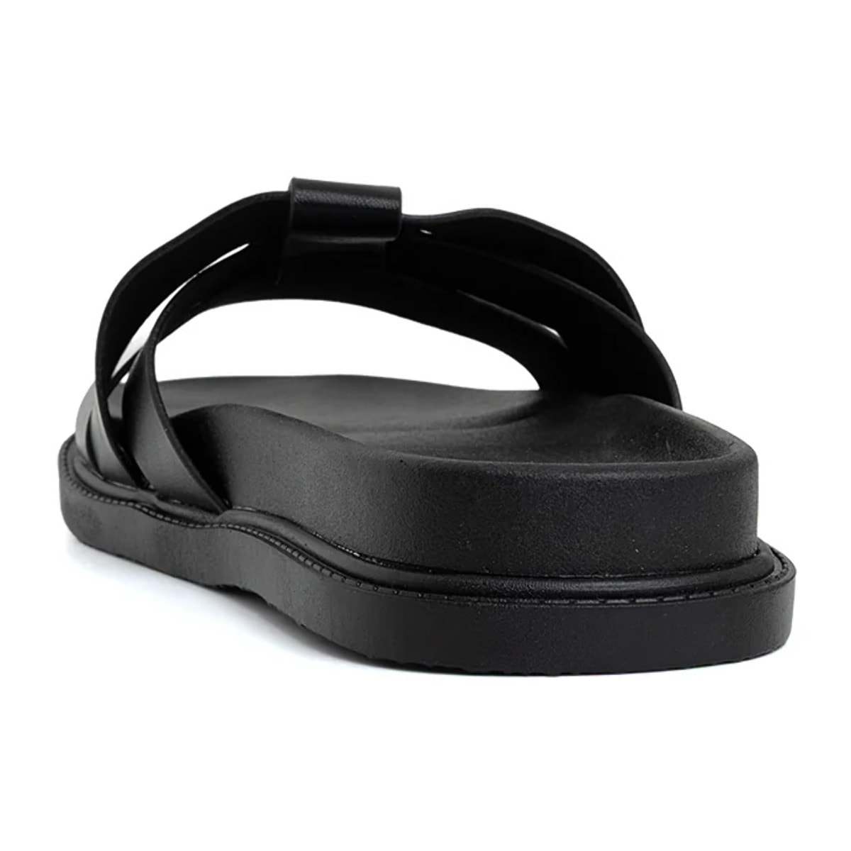 Ciabatta comfort con fascia a incrocio - NERO