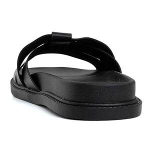 Ciabatta comfort con fascia a incrocio - NERO