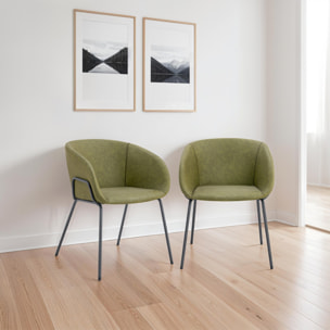 Lot de 2 chaises en simili vert ANDRÉ