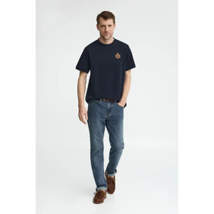 Camiseta azul marino de manga corta con logo náutico Polo Club