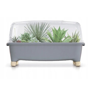 Huerto domestico/jardinera baja, con tapa de policarbonato para proteger tus plantas l prosperplast respana planter wood low set de plástico en color