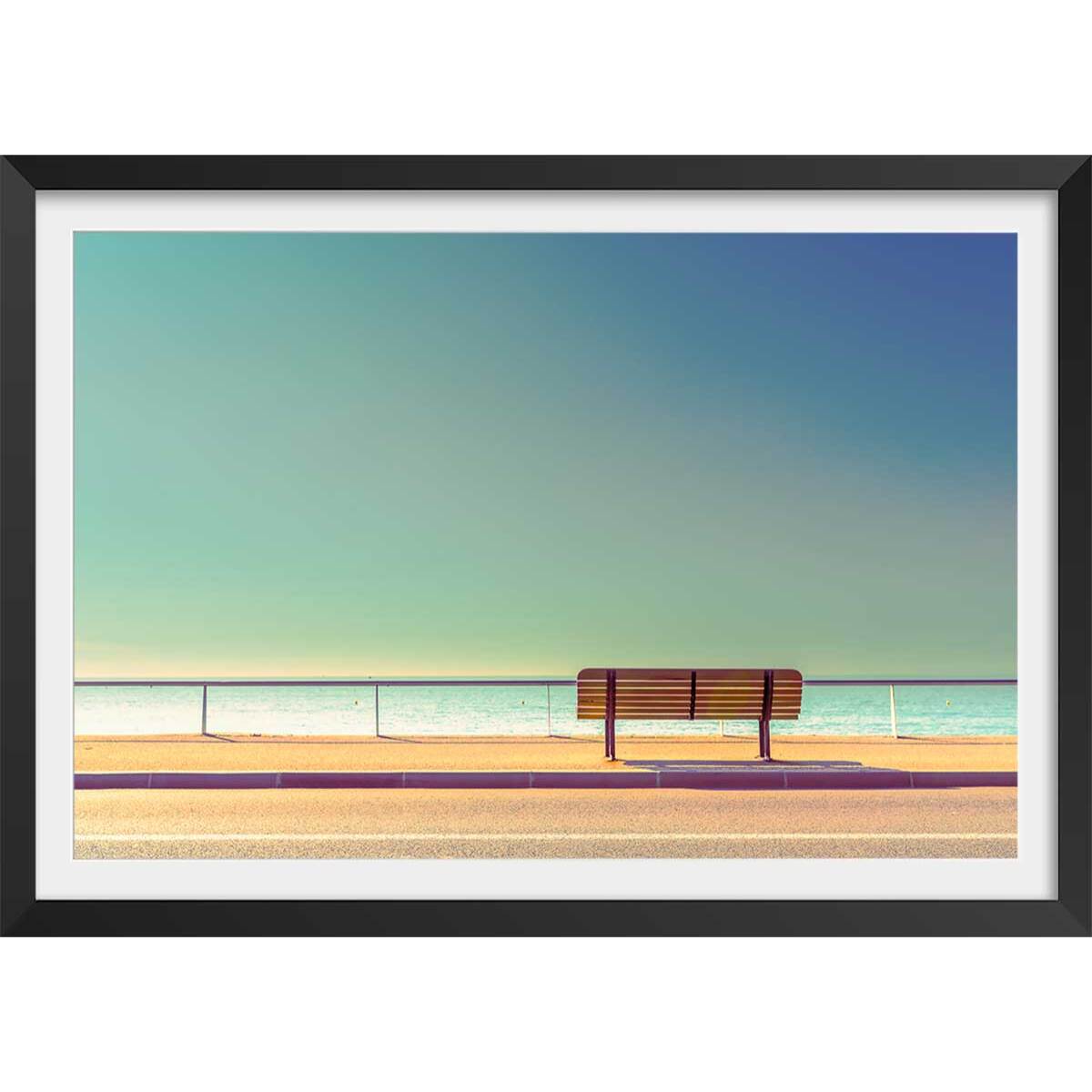 Affiche paysage pause balnéaire Affiche + cadre en bois - Noir