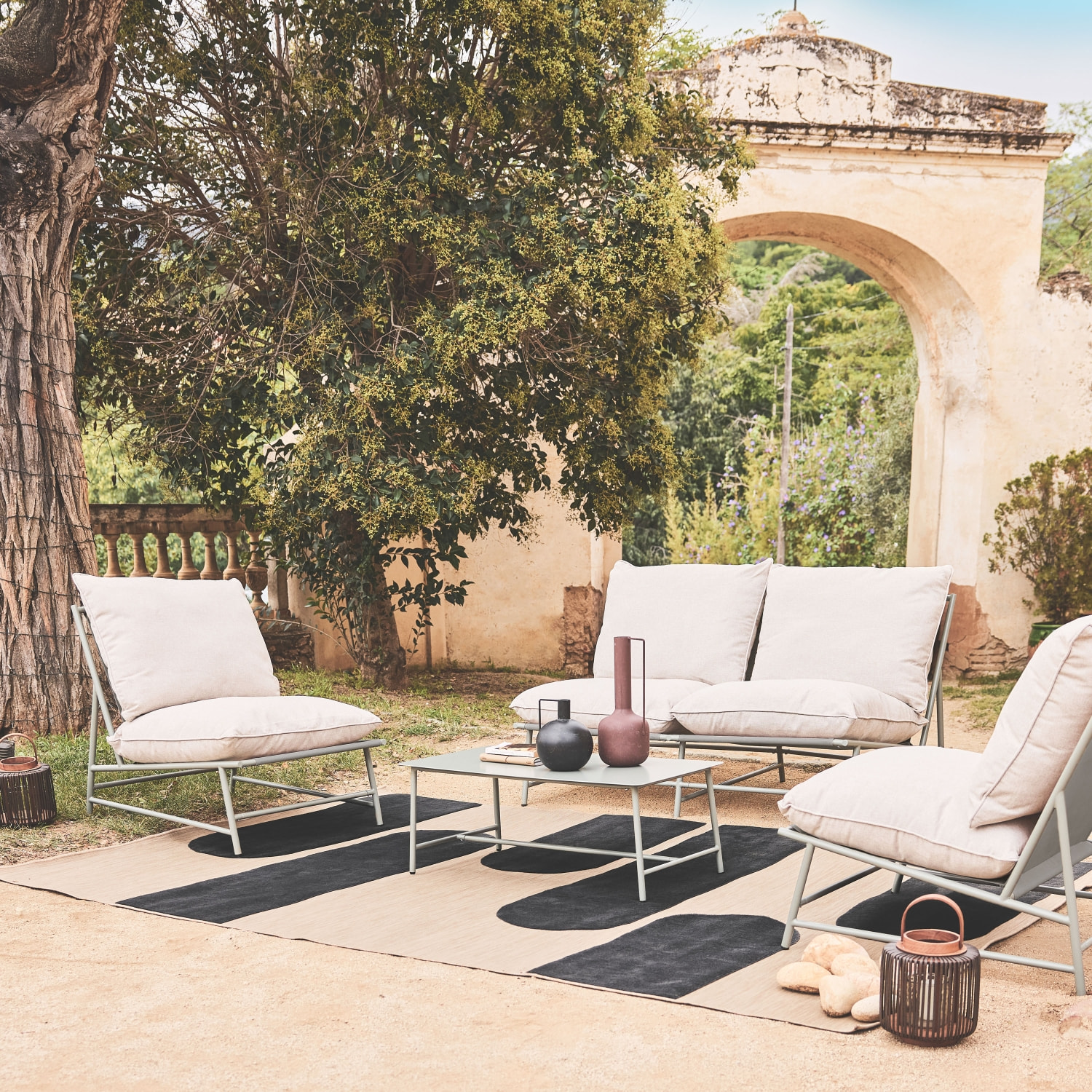 Salon de jardin acier et textilène 4 places SOFIA