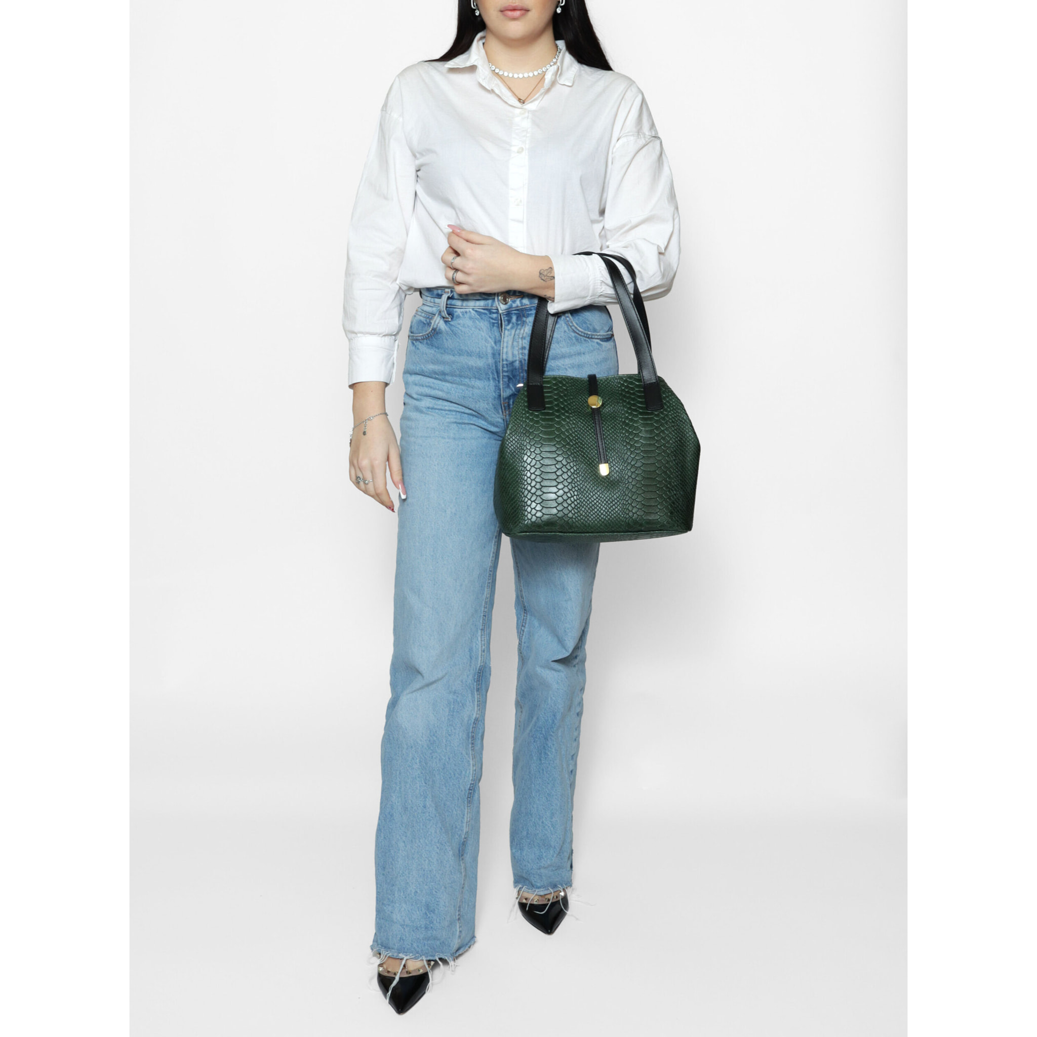 Borsa a mano da Donna Clarissa in Vera Pelle Made in Italy 26x32x15 cm