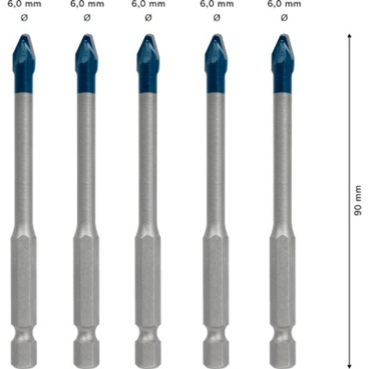 Coffret de 5 forêts expert hex-9 Hard Ceramic 6mm - BOSCH - 2608902316
