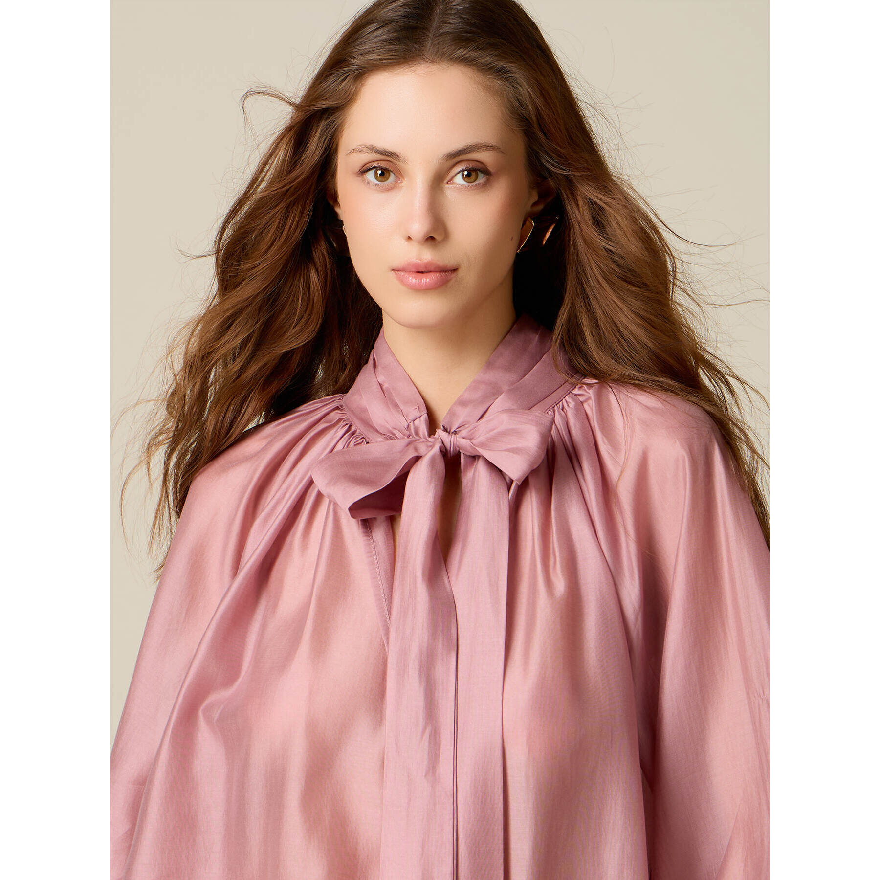 Oltre - Blusa de voile con lazo - Rosa