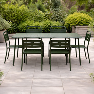 Ensemble table de jardin 160 cm et 6 chaises vert EVORA