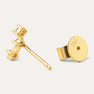 Orecchino Singolo Triple Spark Argento Placcato Oro