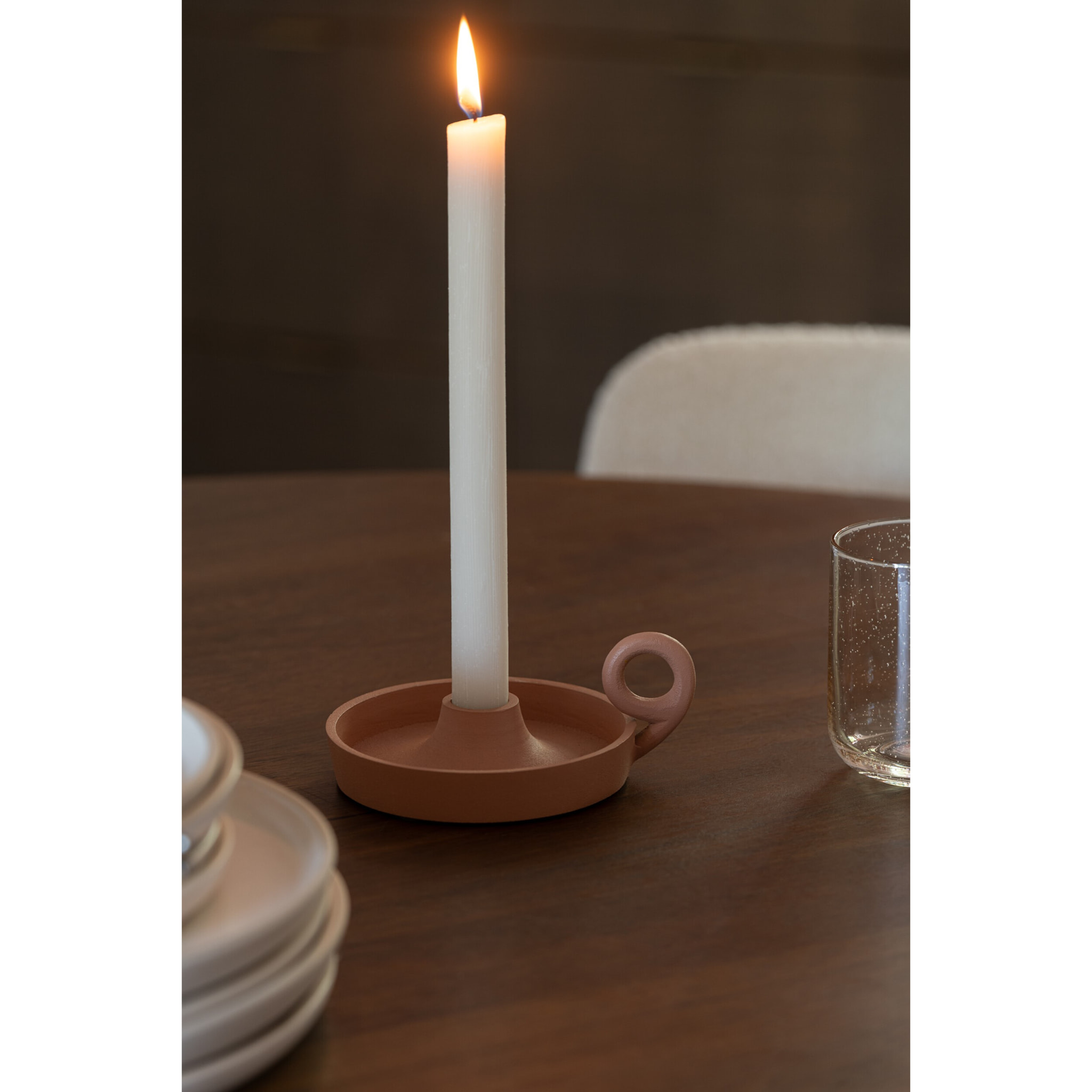 J-Line photophore Plateau Rond - aluminium - pêche