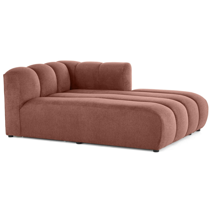Debbie - module d'assise méridienne droit en tissu texturé - Rose