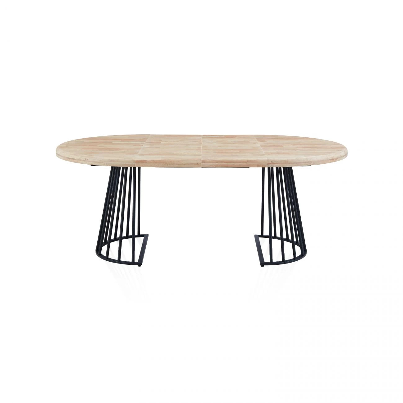 Mesa de comedor redonda extensible en negro y roble 120-200x120 cm Meztil Negro - Roble