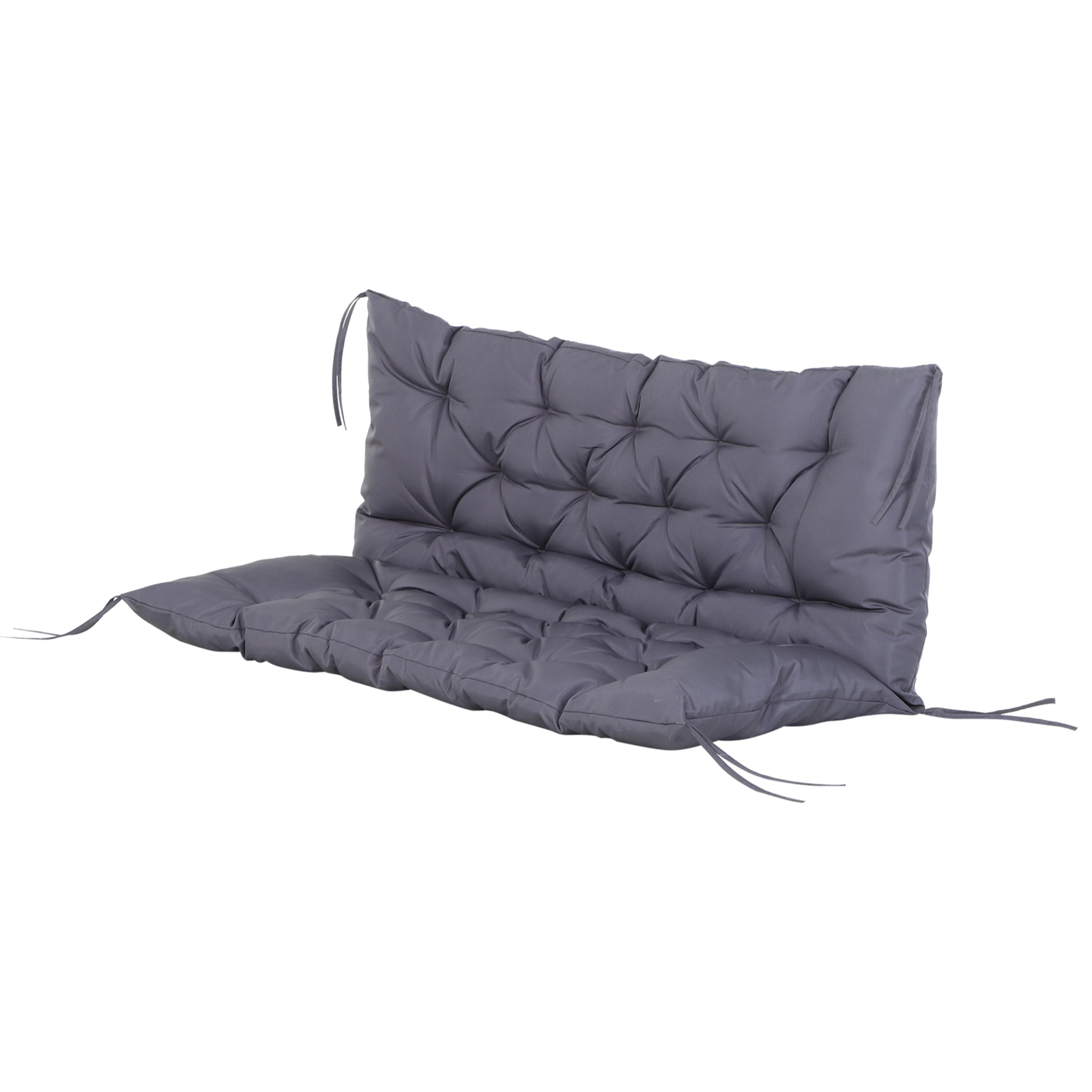 Coussin matelas assise dossier pour banc de jardin balancelle canapé 2 places grand confort 132 x 110 x 10 cm gris