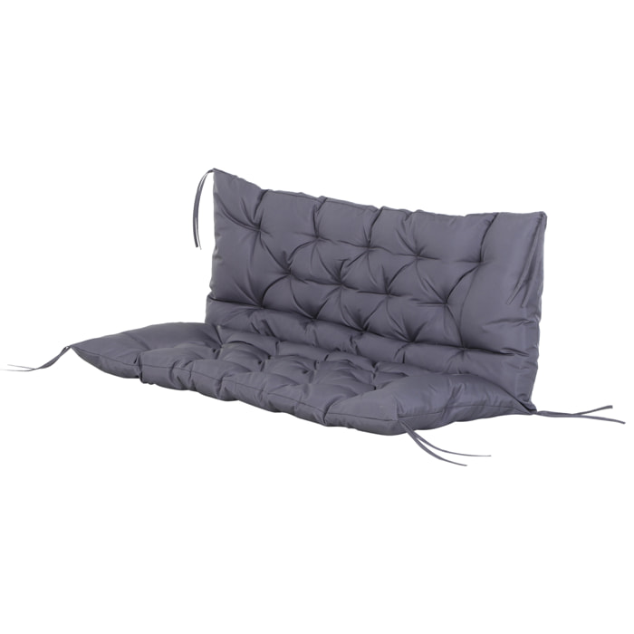 Coussin matelas assise dossier pour banc de jardin balancelle canapé 2 places grand confort 132 x 110 x 10 cm gris