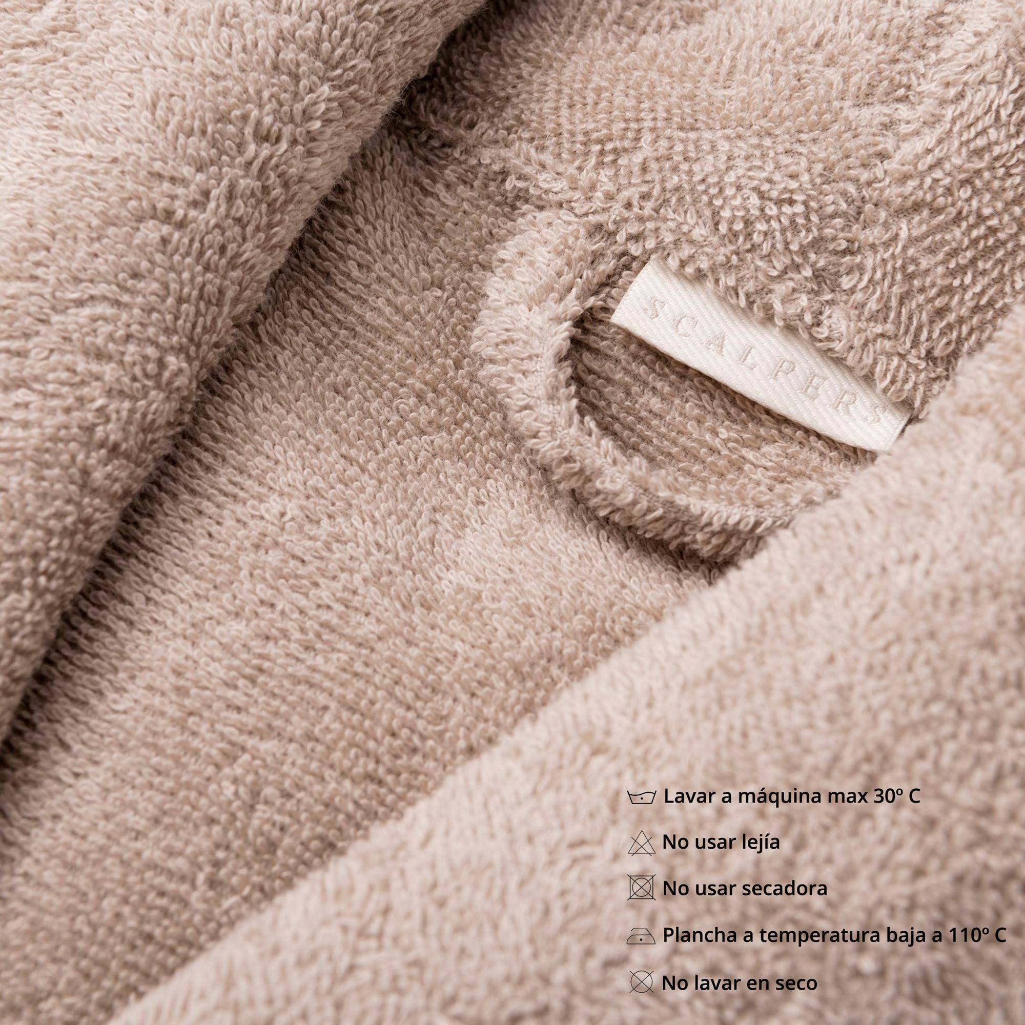 Albornoz l-xl 100%algodón 360gsm beige con ribetes grises scalpers home