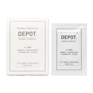 DEPOT no.504 Beard & Moustache Cleansing Wipes 12x Salviette