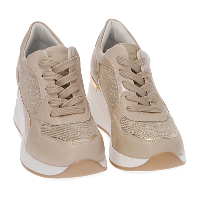 Sneakers city beige, zeppa 6 cm