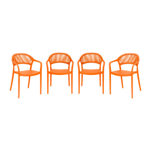 Chaise de jardin empilable avec effet corde (lot de 4) JOVIA