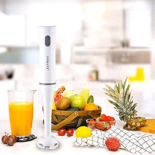 Batidora de mano de 200W con cuchillas de acero inoxidable. Apto para lavavajillas.