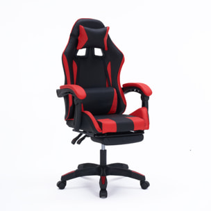 Chaise gaming de bureau ergonomique inclinable noir et rouge JOAO