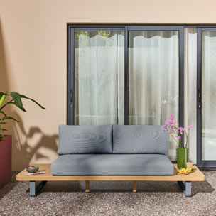Banquette de jardin bois d'acacia et aluminium 2 places ACALIA LATIKA