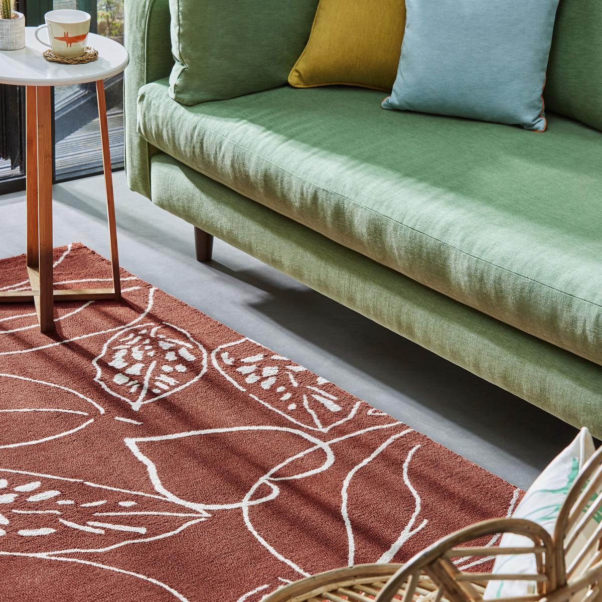 Tapis salon et chambre fait à la main en laine motif floral CHICDOUE