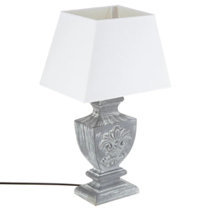 Lampe "Socoro" - gris et blanc - bois patiné H54 cm