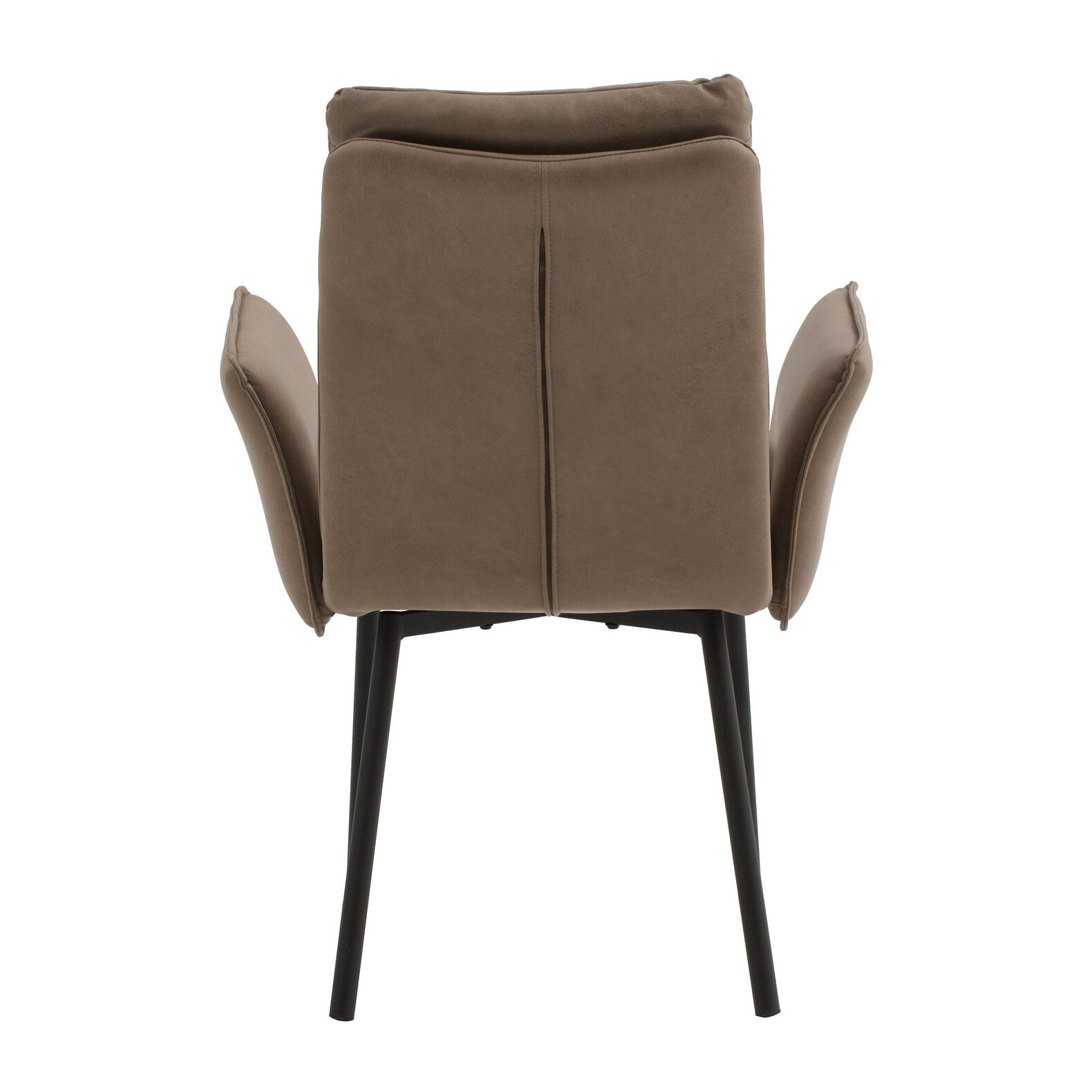 Set di 4 sedie MALIBÙ in similpelle marrone e gambe in metallo nero, con braccioli