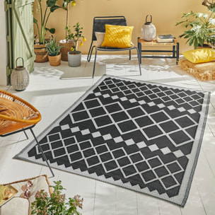 Scoobi - tapis d'exterieur noir motif éthnique