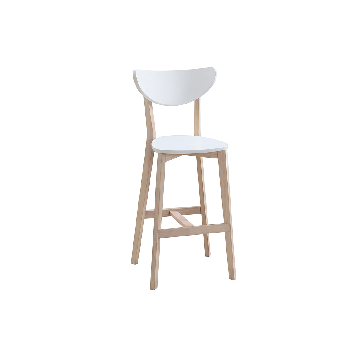 Tabourets de bar scandinaves blanc et bois 75 cm (lot de 2) LEENA