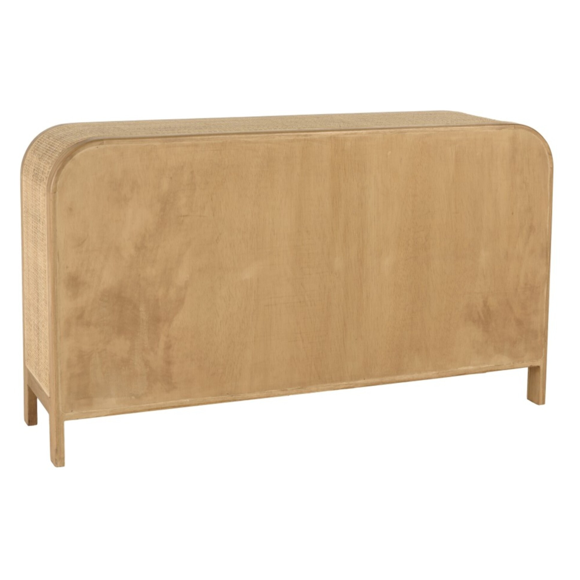 AMY - Commode forme arrondie en mindi et rotin naturel 2 tiroirs AMY